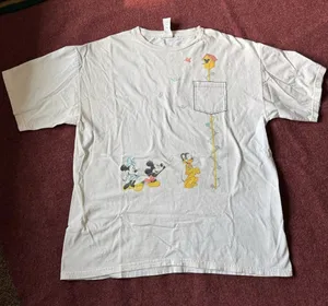 Vintage 90s Disney White Tee Mickey Minnie and Pluto Jerry Leigh Tee thumbnail 1