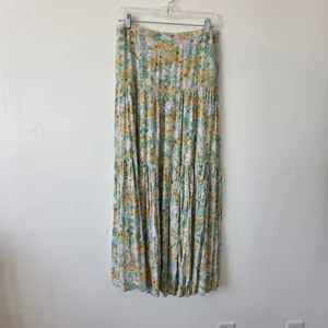 Billabong X Sun Chasers Rave Maxi Skirt Pastel Floral Watercolor Tiered XL thumbnail 2