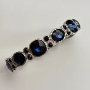Silver Tone Blue Crystal Stretch Bracelet thumbnail 9