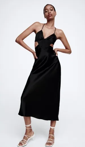 Zara Effect cutout Satin midi Slip Dress thumbnail 1
