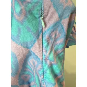 Bella Tu Ikat Mini Dress Womens XS Blue Purple Beaded Square Neck Flutter Sleeve thumbnail 5