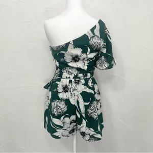 Lulus Flawless Moments Green Floral Print One-Shoulder Romper thumbnail 6