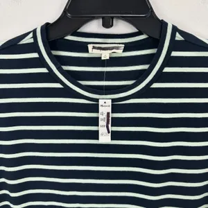 Madewell Mini Tee Dress Dark Navy Crewneck Striped Cotton Relaxed Large NWT thumbnail 9