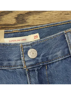 Levi's Womens Superlow Loose Snap Zip Fly Jeans 94417325 All Over Blue 29X32 thumbnail 5