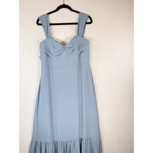 NWT BHLDN Dress Blue Munroe Georgette Maxi Off Shoulder Formal Bridesmaid Sz 14 thumbnail 3