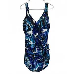Maxine of Hollywood Palmtastic Wide Strap Sarong One Piece Swim Plus Size 20W thumbnail 4