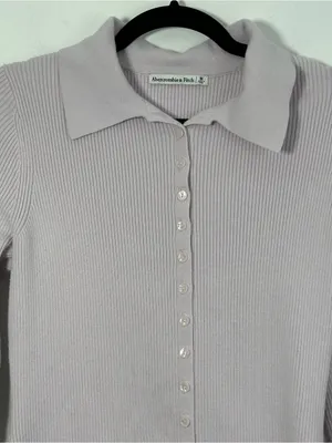 Abercrombie Women’s Medium Button Front Collared Cardigan Lavender thumbnail 2