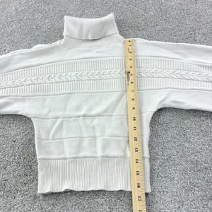Guess Cream‎ Knit Turtleneck Sweater Balloon Sleeve Cable Knit Casual Retro VTG thumbnail 5