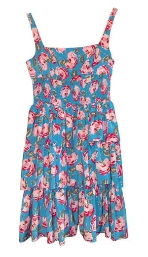 Betsey Johnson Tiered Floral Dress‎ Women's 6 Smocked Summer Wedding Event Prom thumbnail 1