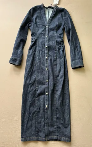 Zara long-sleeve ruched denim maxi dress thumbnail 4