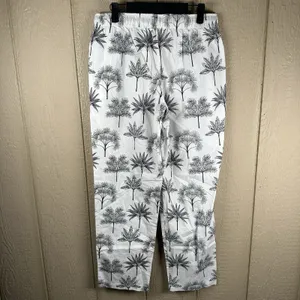 The Company Store Pajama Set Women Medium Black White Tropical Leaf Poplin PJ thumbnail 5