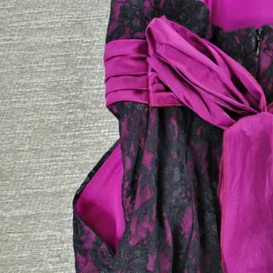 Sequin Hearts Lace Mini Prom Dress Womens 5 Purple Sash Strapless Cocktail Party thumbnail 4