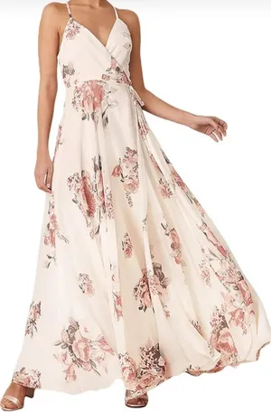 Lulu's White and Pink Floral Maxi Dress thumbnail 1
