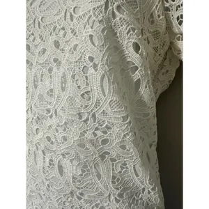 Massimo Dutti Lace Crocheted Top Ivory Short Sleeve‎ Sheer Elegant Women's thumbnail 4