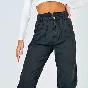 Princess Polly High Waisted Pleat Jeans Washed Black US 4 thumbnail 4