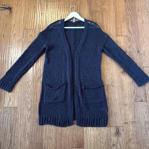 Free People Simply Sienna open knit longline cardigan navy M thumbnail 8
