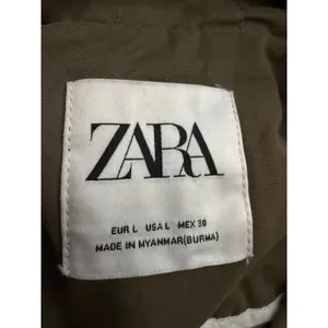 Zara Hooded Utility Jacket Women L Green Excellent Oversized Snap Rain Anorak thumbnail 2