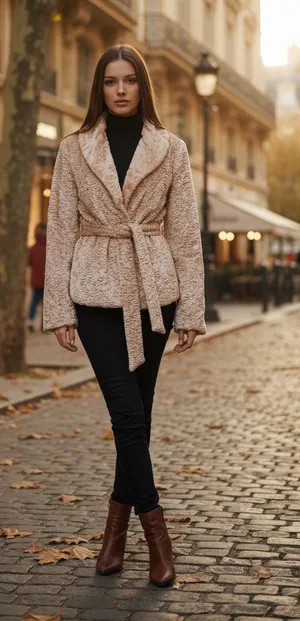 Cache cream jacket with tie belt size 6 thumbnail 1