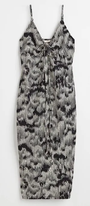 H&M Black and White Midi Dress thumbnail 1
