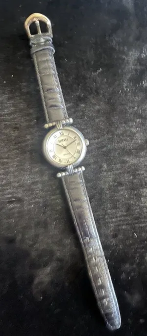 Vintage Gitano Womens Watch Roman Numerals Leather Strap Silver thumbnail 1