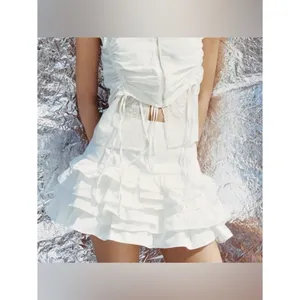 NEW Zara White Coquette Tiered Ruffle Mini Skort Skirt Women’s Size Medium thumbnail 2