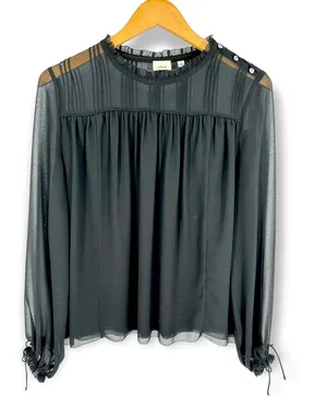 Aritzia Wilfred | Small | Lourdes Chiffon Button Sleeve Semi-Sheer Blouse Top thumbnail 4
