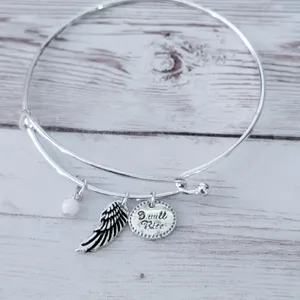 "I Will Rise" Silver Tone Charm Bracelet thumbnail 2