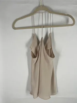 Express Light Nude‎ Chiffon Crepe Cowl Neck Spaghetti Strap Top M thumbnail 7