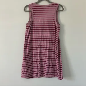 Pact Organic Cotton Soft Spun Pink Stripe A Line Sleeveless Mini Shirt Dress S thumbnail 2