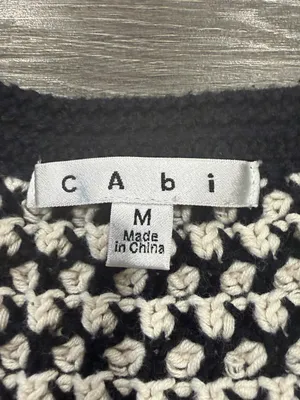 Cabi Coco Women’s Cardigan Sweater Black & White Waffle Knit Button Size Medium thumbnail 3