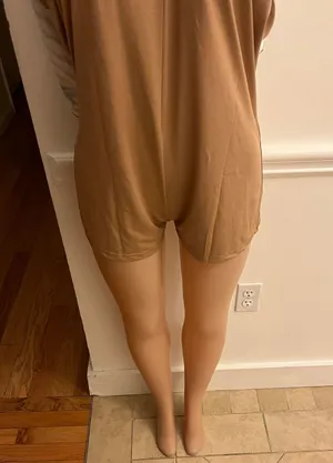Lpkrt Stylish sleeveless dress with tan and white stripes. Features convenient pockets. thumbnail 5