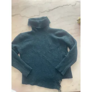 3.1 Phillip Lim Dark Green Wool Blend Turtleneck Fringe Sweater thumbnail 7