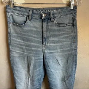 AEO Next Level Stretch Highest Rise Jegging‎ Crop Raw Hem Denim Jeans thumbnail 2