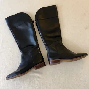 Franco Sarto‎ Roselle Black Leather Studded Tall Riding Boots Womens Size 8M thumbnail 1