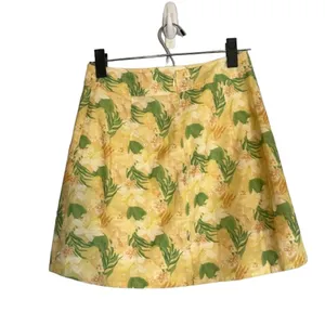 ASTR The Label Women’s Yellow Multicolor Floral Leaf Print Mini Skirt Size Small thumbnail 2