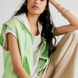 We the Free Green Light Lime Bright Young Things Linen Blazer Vest Large New thumbnail 1