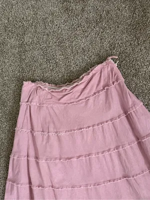 Metro Girl Pink Corduroy Tiered Midi Skirt Y2K Balletcore Raw Hem Size 10 Pastel thumbnail 7