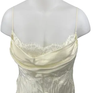 For Love & Lemons Cream Silk Satin Sleeveless Lace Cowl Cami Tank Mini Dress XL thumbnail 3