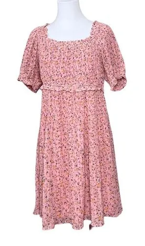 Beyond Words Pink Floral‎ Pleated Cottagecore Fit & Flare Dress XL Prairie Vibes thumbnail 1