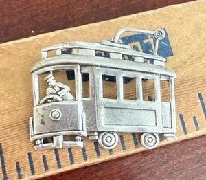 Vintage Sterling Silver Train Brooch thumbnail 1