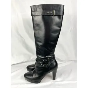 Cole Haan 'Air Cara' Boots High Heel Leather Tall Knee High Black Boot Sz 8.5 thumbnail 5