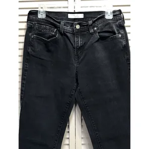 Levi's 505 Straight‎ Leg Mid Rise 9" Skinny Black Jean Size 6 Pockets Logo thumbnail 2