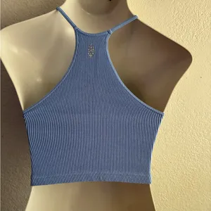 Free People Movement Happiness Runs Crop Ribbed High-Neck Tank Top - Light Blue thumbnail 4