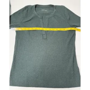 Aerie Fireside Ribbed Long Sleeve Open Henley‎ Top Size L Green Festival Casual thumbnail 4