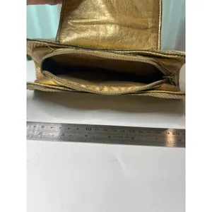 vintage Versace Parfums gold cosmetic clutch bag makeup metallic snakeskin thumbnail 11