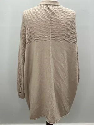 Democracy Beige Angora Blend Open Knit Pocket Draped Open Front Cardigan XL thumbnail 3