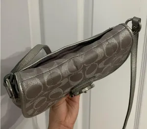COACH Gray Silver Signature Canvas Crossbody thumbnail 8