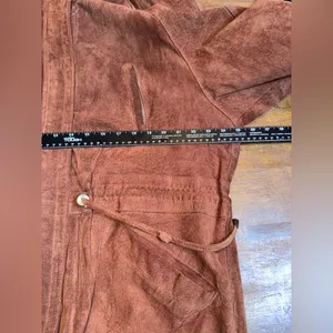 VTG The Legend Of Real Leather Suede‎ Faux Fur Lined Hooded Jacket Parka thumbnail 7