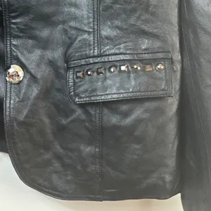 Sarah Kern Black Leather Studded Blazer Jacket Rocker Moto Edgy thumbnail 7