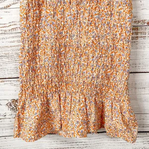 Zara Floral Ditsy Orange Lilac Smocked Sleeveless Minidress, EUC, Size Medium thumbnail 11